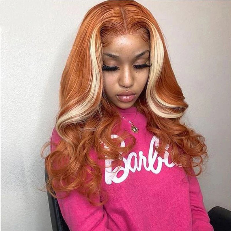 Ginger with Honey Blonde Highlight Real Human Hair Wig - KINTSUGI