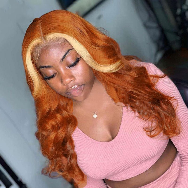 Ginger with Honey Blonde Highlight Real Human Hair Wig - KINTSUGI