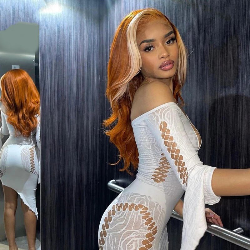 Ginger with Honey Blonde Highlight Real Human Hair Wig - KINTSUGI